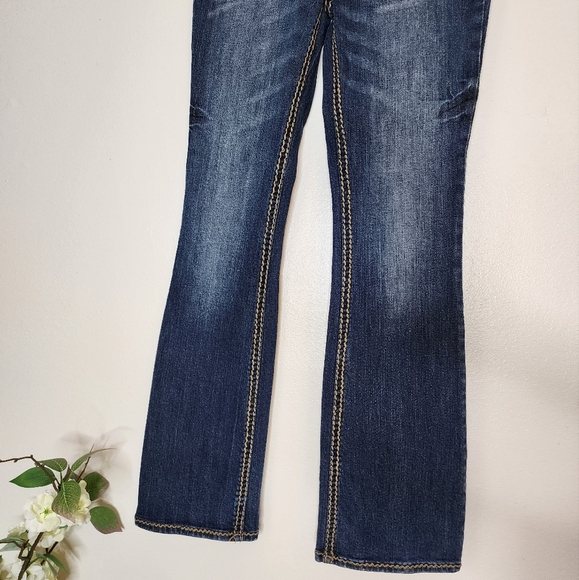 ZCO Womens Bootcut Jeans Thick Stitched Back Pocket Mid Rise Distressed Bohemian - Picture 3 of 13